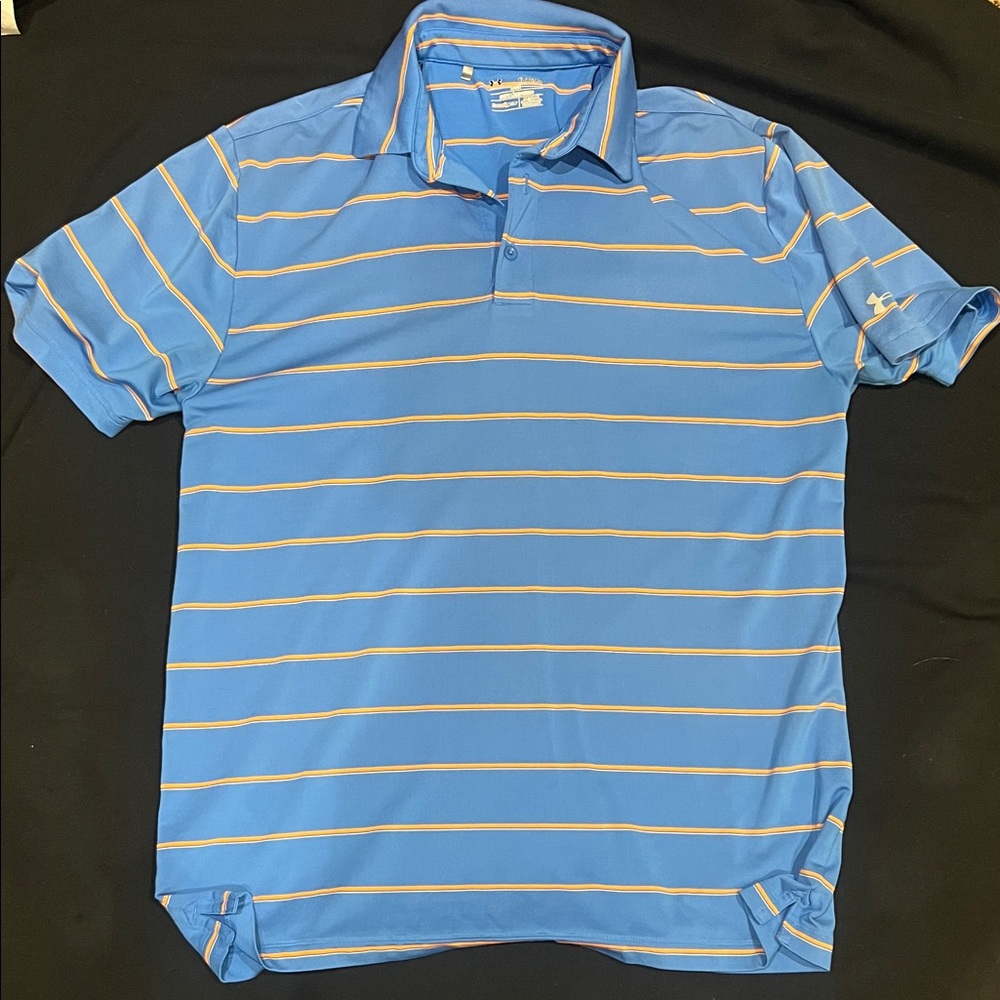 Under Armour Light Blue Polo with Orange Stripes